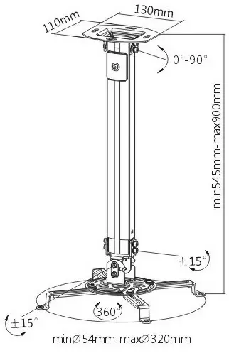 Suport proiector Brateck PRB-18M (545-900 mm), negru