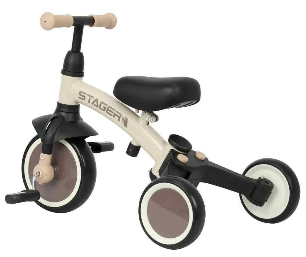 Bicicletă pentru copii Qplay Stager 3 in1, cafeniu