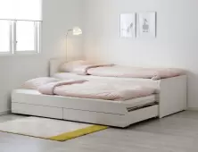 Pat pentru copii IKEA Slakt cu pat retractabil/cu cutii depozitare 90x200cm, alb