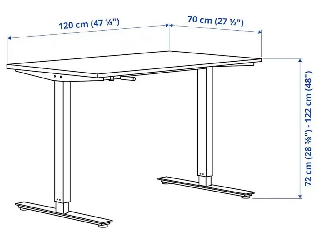 Письменный стол IKEA Trotten регулируемая высота 120x70см, белый/антрацит