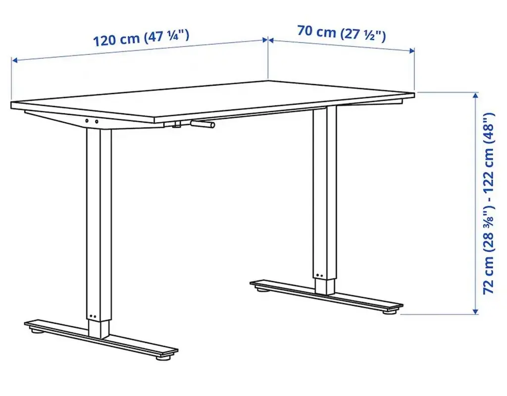 Masă de birou IKEA Trotten cu înălțime reglabilă 120x70cm, alb/antracit pe tehnoparc.md Masă de birou IKEA Trotten cu înălțime reglabilă 120x70cm, alb/antracit