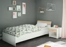 Кровать Haaus Leco 90x200см, белый/вяз
