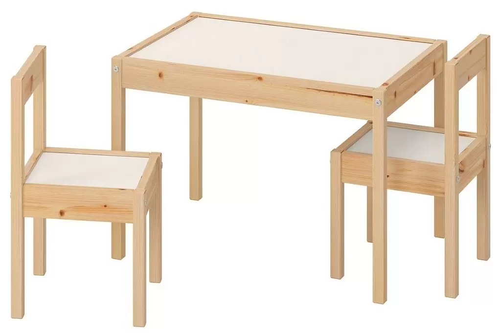 Set măsuță + 2 scaune IKEA Latt, alb/lemn