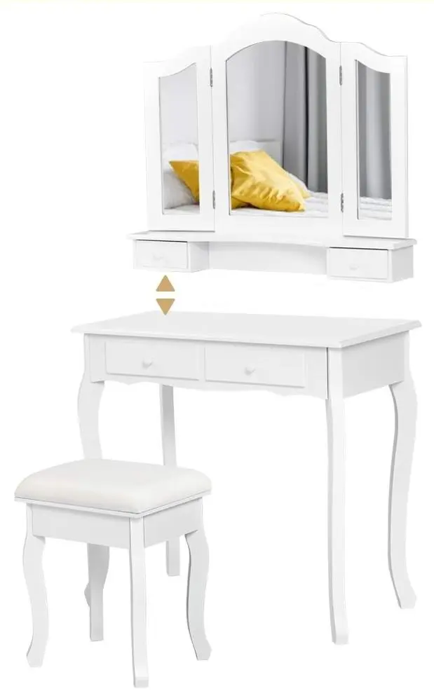 Masă de toaletă Costway HW65954WH, alb