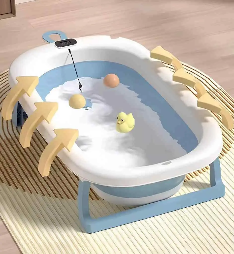 Складная ванночка 4Play Tiny Whale, белый/голубой на tehnoparc.md Складная ванночка 4Play Tiny Whale, белый/голубой