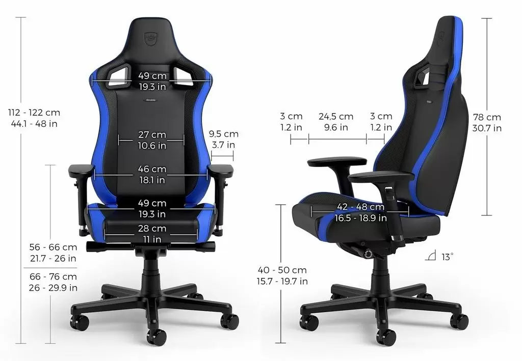 Scaun gaming Noblechairs Epic Compact NBL-ECC-PU-BLU, negru/albastru