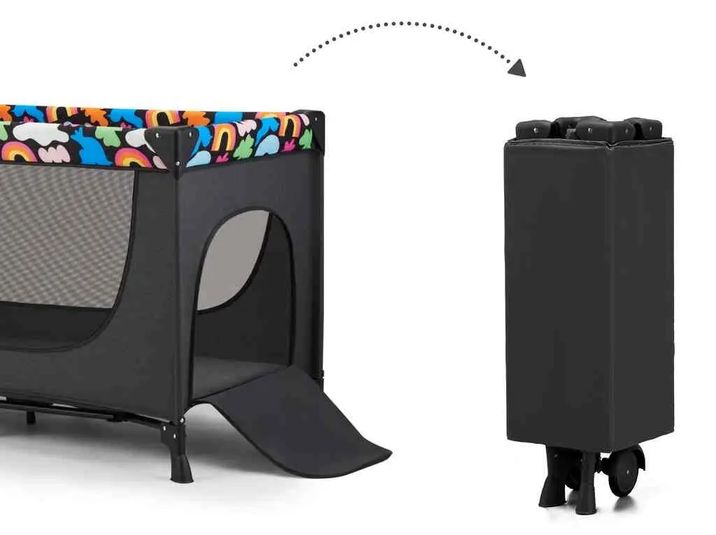 Pat pliabil KinderKraft Joy2 Happy Chapes, negru
