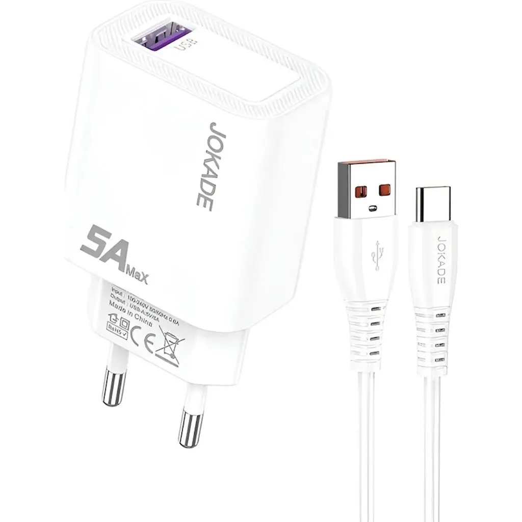 Încărcător Jokade JB141 with USB to Type-C, alb