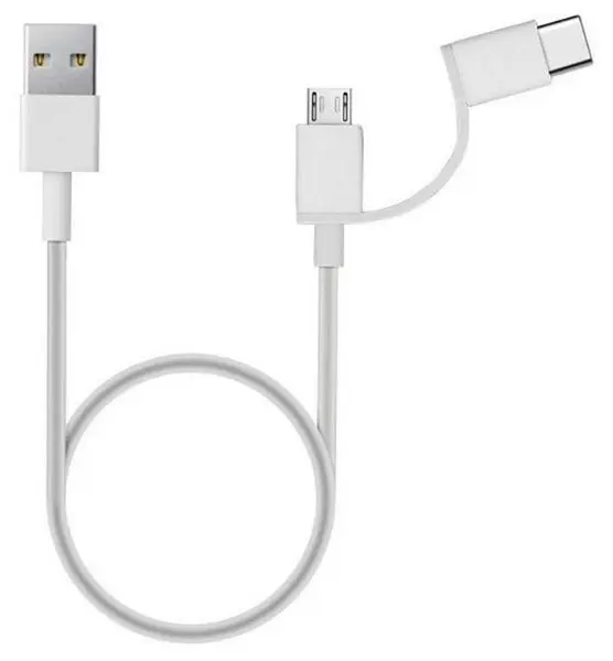 Cablu USB Xiaomi Mi 2in1 Micro USB to Type-C 1m, alb