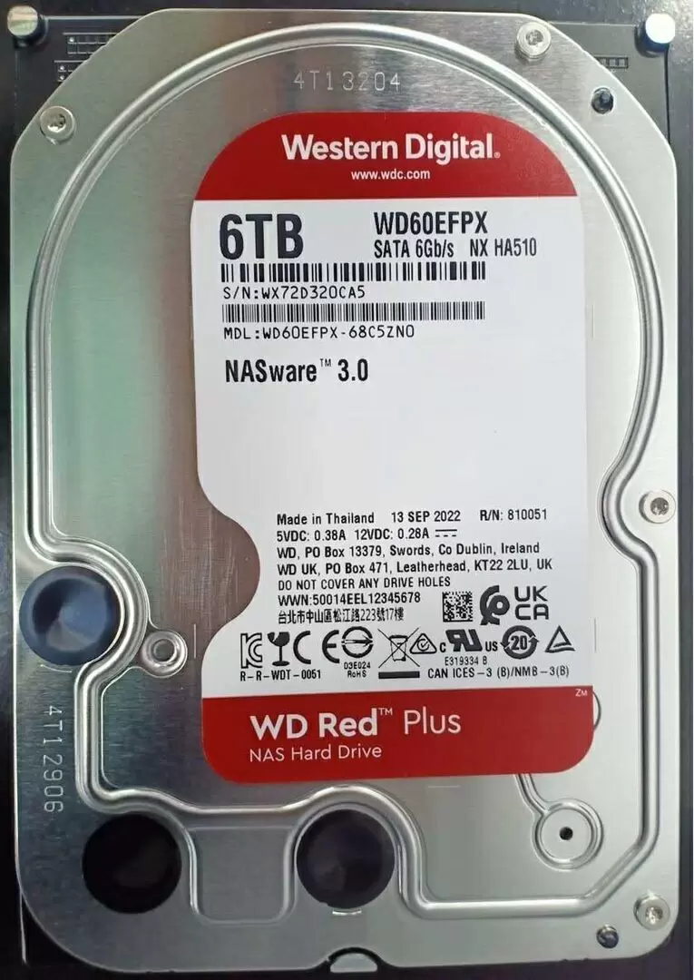 Жесткий диск WD Red Plus 3.5" WD60EFPX, 6ТБ
