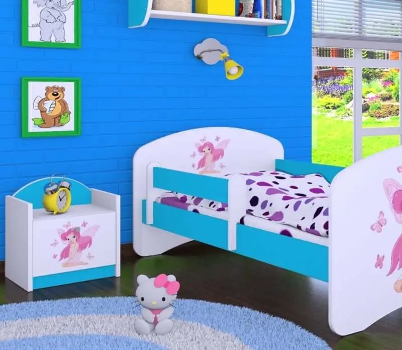 Тумба прикроватная Happy Babies Happy SZN02 Princess with Butterflies, белый/синий на tehnoparc.md Тумба прикроватная Happy Babies Happy SZN02 Princess with Butterflies, белый/синий