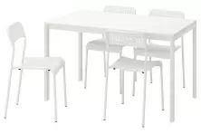 Set masă și scaune IKEA Melltorp/Adde 125cm, alb