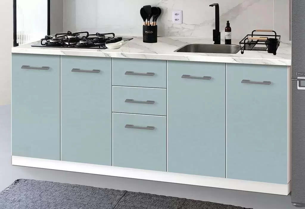 Bucătărie Modern Bono H110 2.0m, alb/albastru