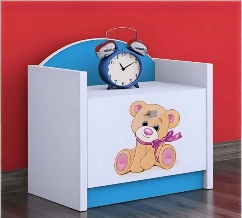 Noptieră Happy Babies Happy SZN02 Bear with Bow, alb/albastru