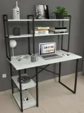 Masă de birou Fabulous cu etajeră, alb/negru