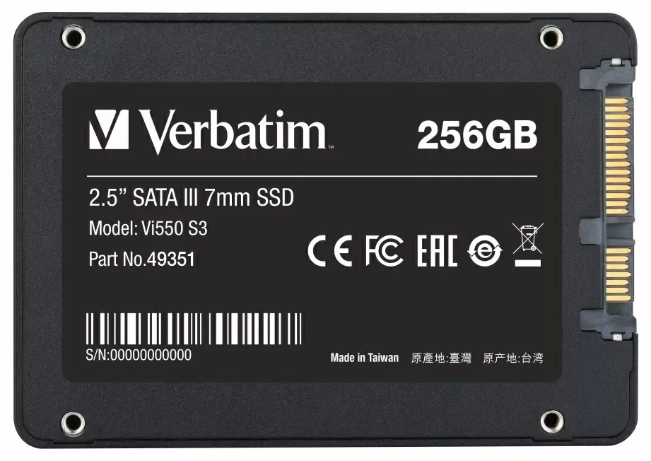 SSD накопитель Verbatim VI550 S3 2.5" SATA, 256GB