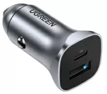 Автомобильная зарядка Ugreen Fast USB QC 18W+PD 30780, серый