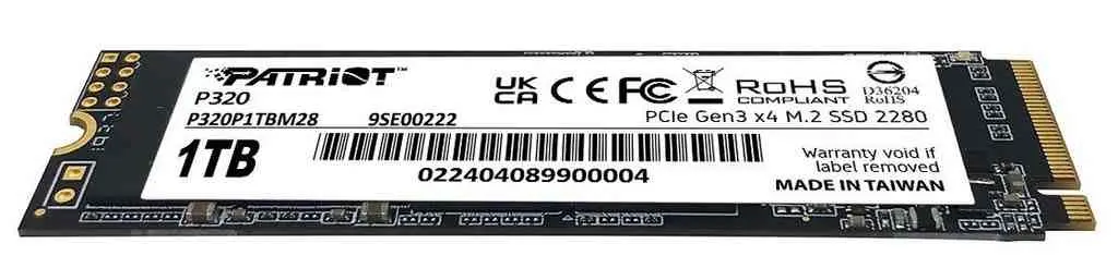 SSD накопитель Patriot P320 M.2 NVMe, 1TB