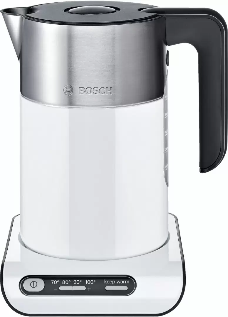 Fierbător de apă Bosch TWK8611, alb/inox