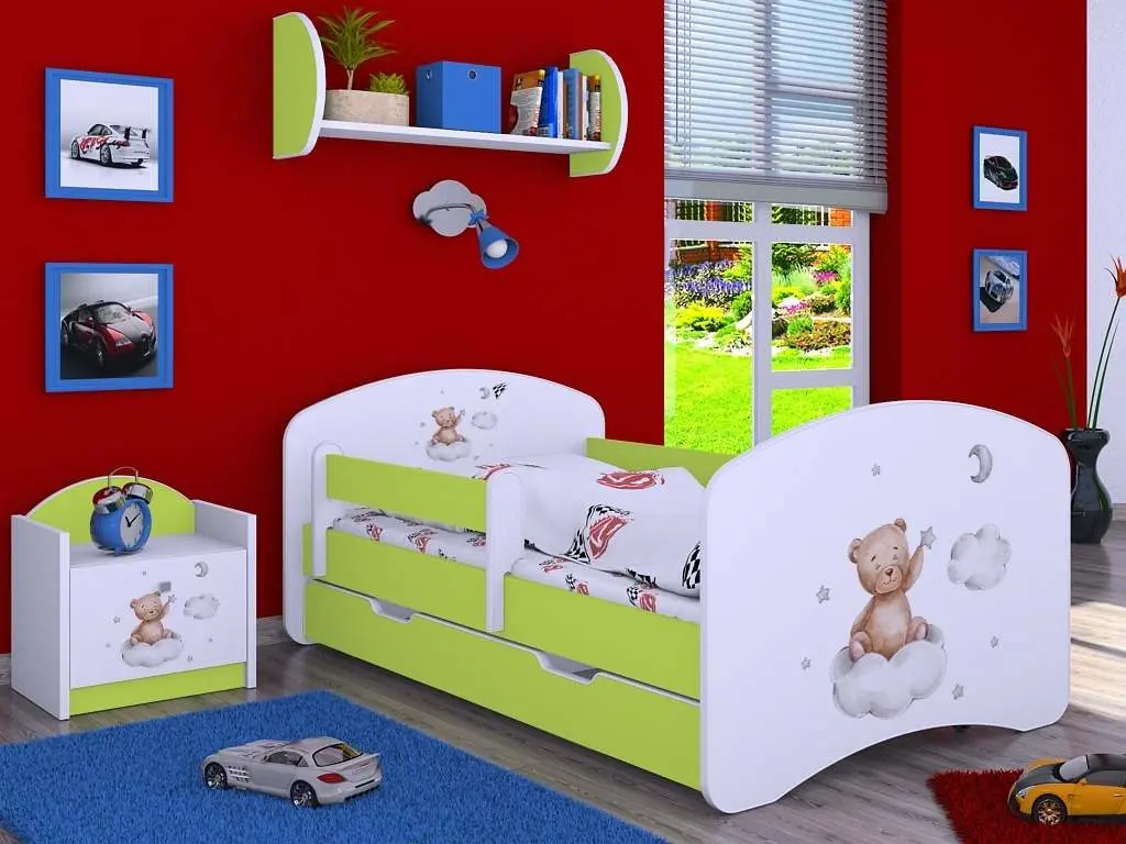Noptieră Happy Babies Happy SZN02 Bear On Cloud, alb/verde pastel