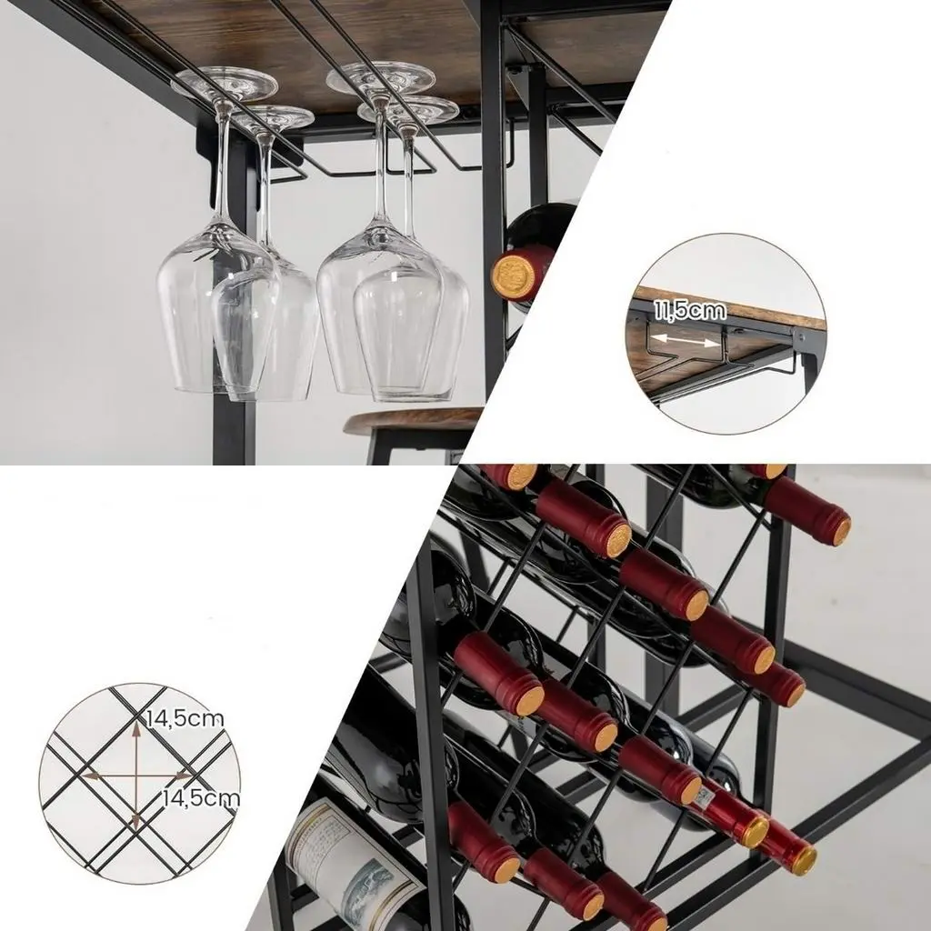 Set masă și scaune Costway KC55678CF 1+4, maro rustic/negru