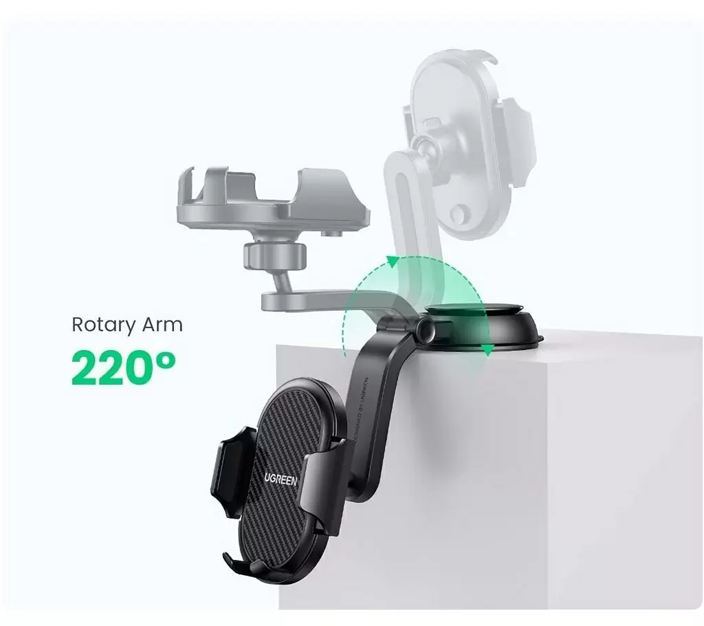 Suport auto Ugreen Waterfall-Shaped Suction Cup Phone Mount, negru