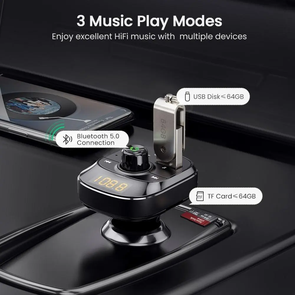 Modulator FM green Bluetooth Car Charger, negru