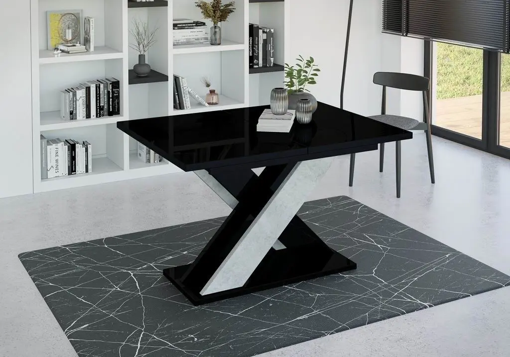 Masă Prospero Xao 160, negru lucios/beton