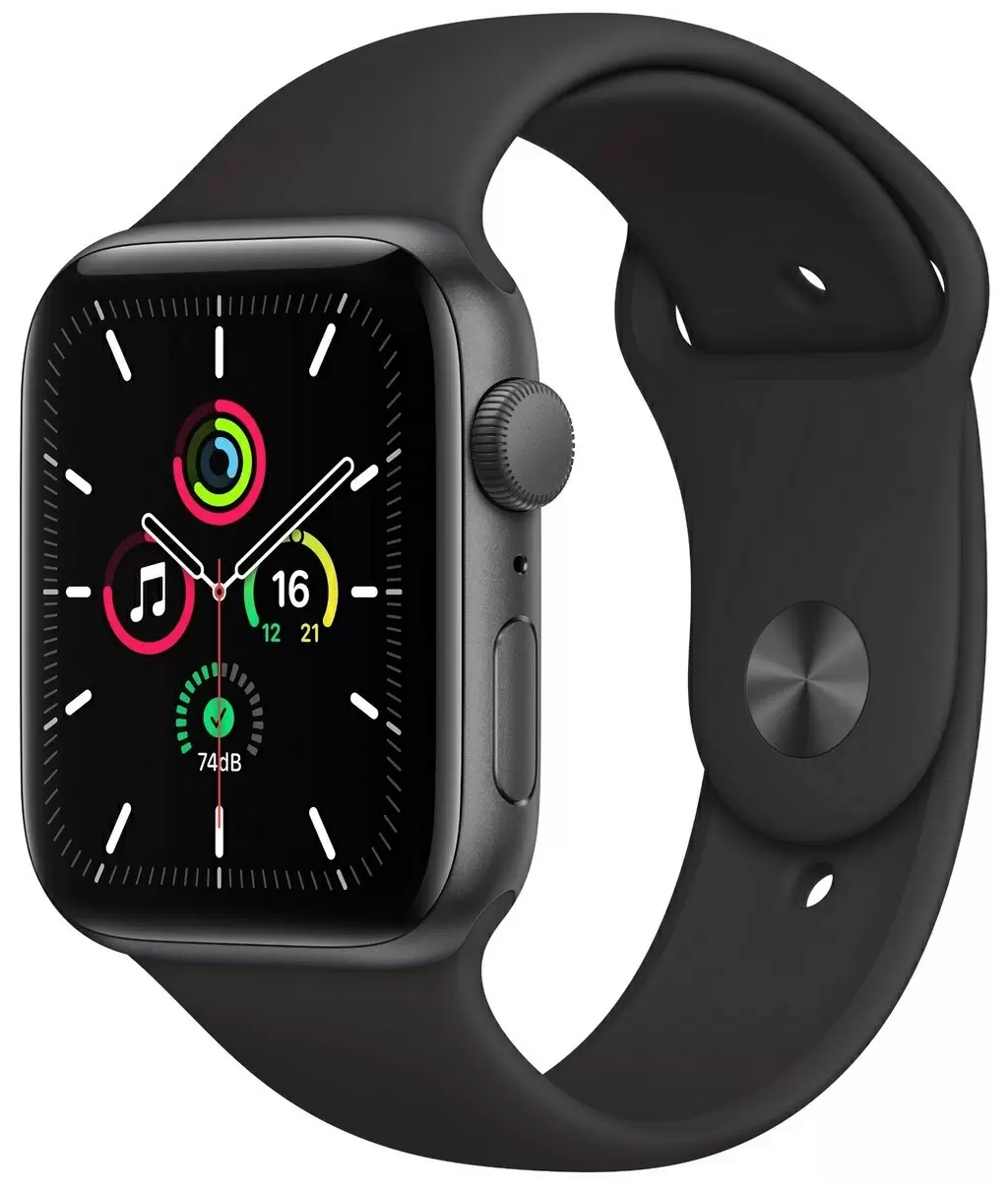 Smartwatch Apple Watch SE 44mm, carcasă din aluminiu gri, curea tip sport