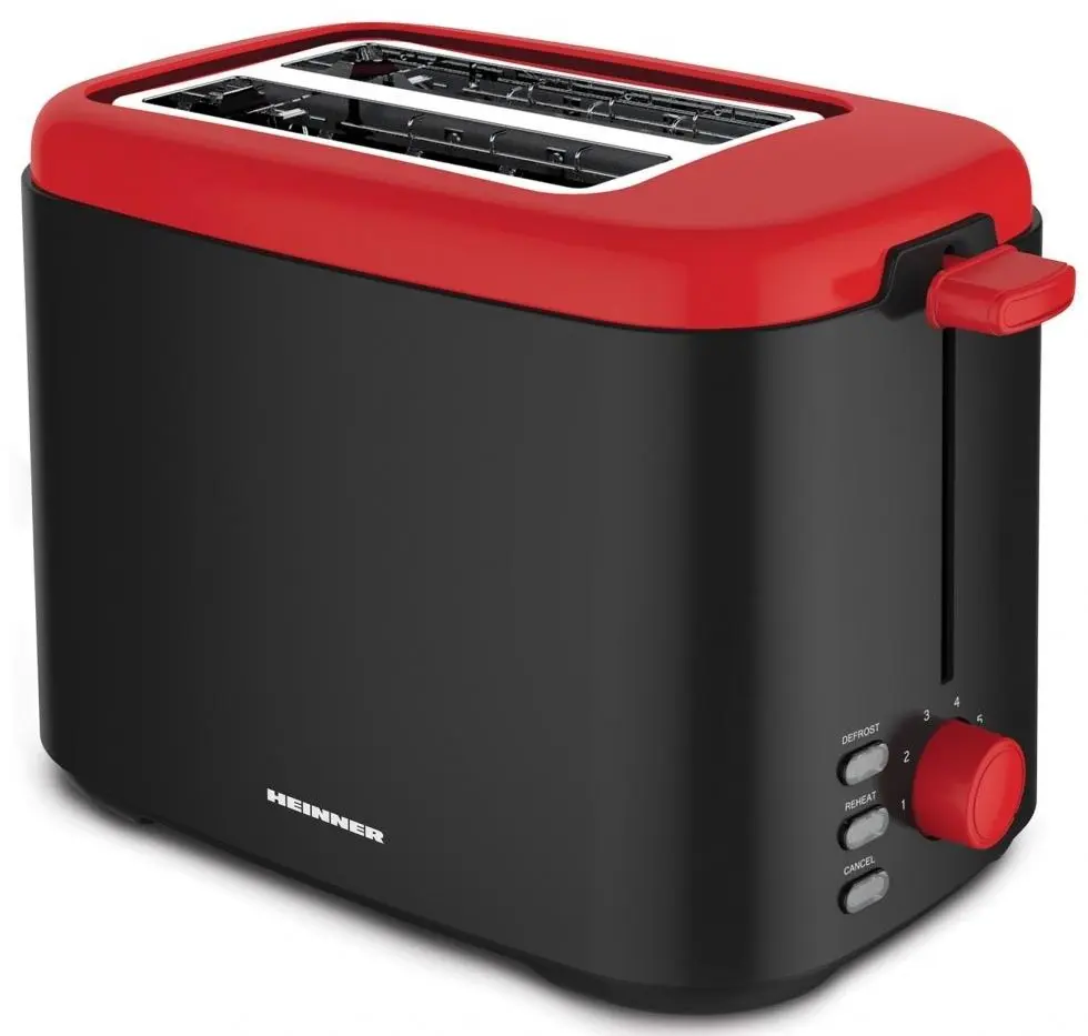 Prăjitor de pâine Heinner HTP-800BKR, negru/roșu