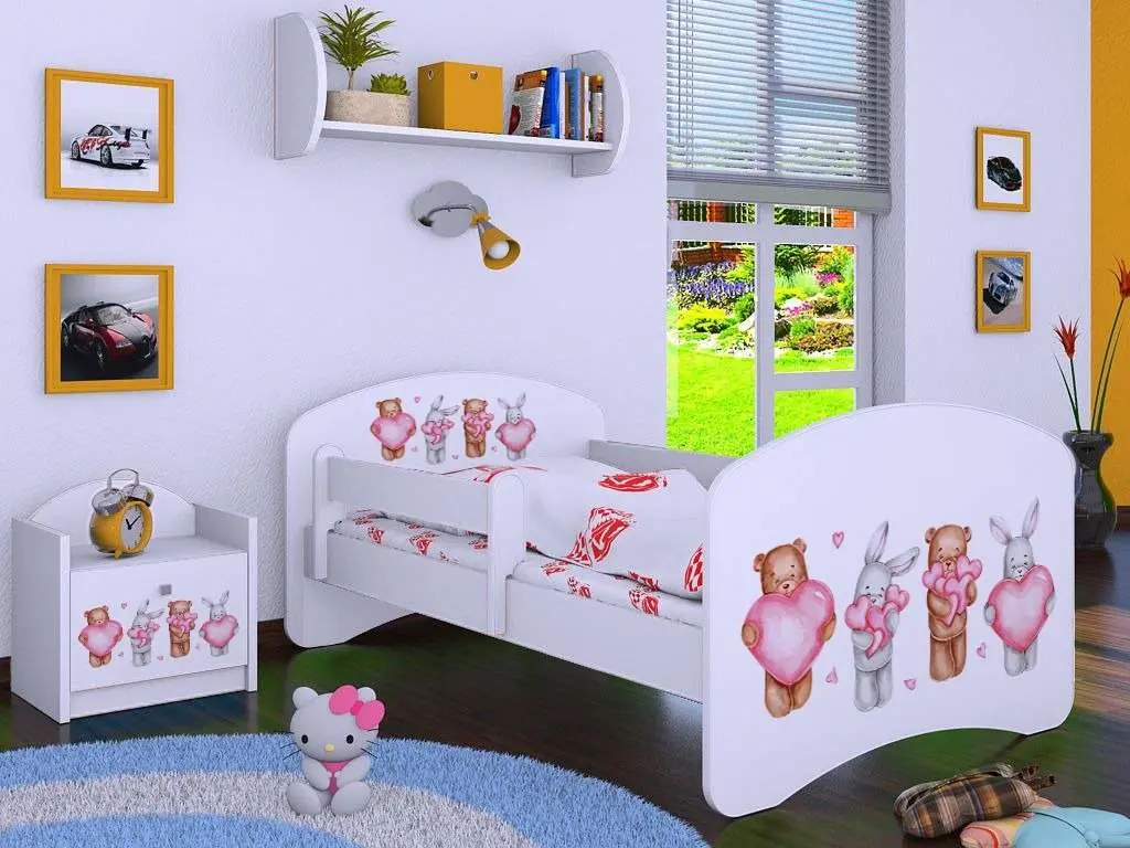 Тумба прикроватная Happy Babies Happy Animals with Hearts, белый на tehnoparc.md Тумба прикроватная Happy Babies Happy Animals with Hearts, белый