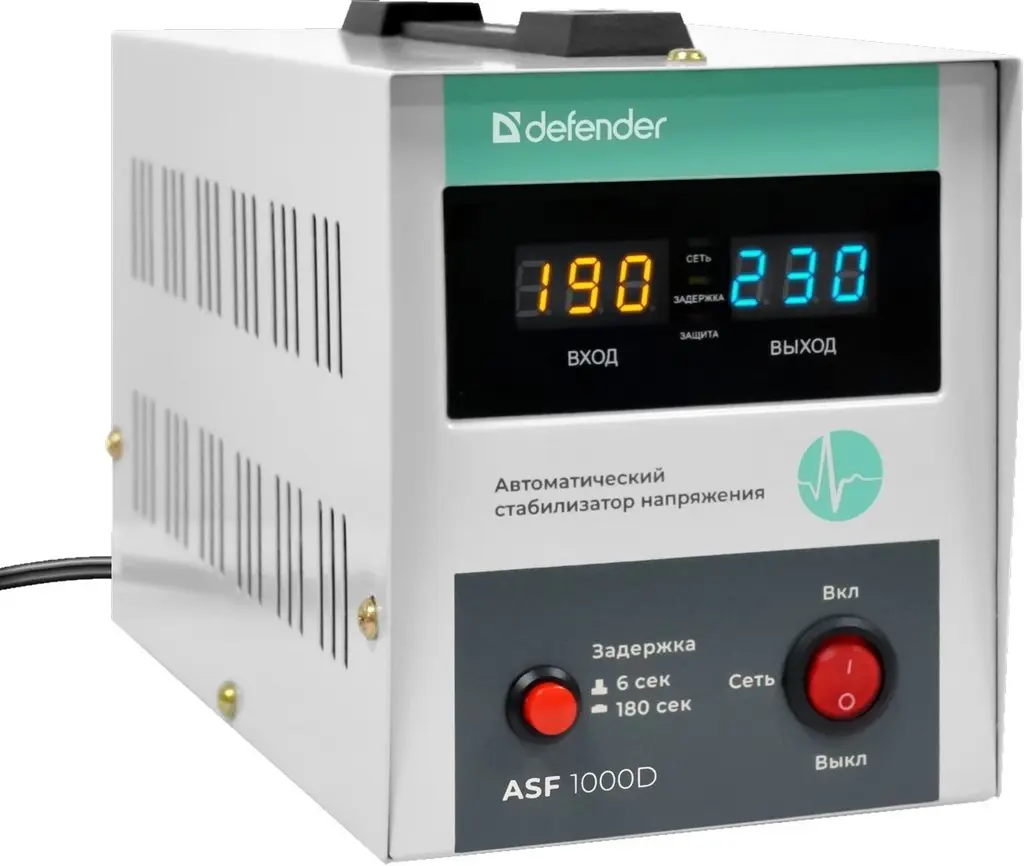 Stabilizator de tensiune Defender AFS 1000D 600W, alb