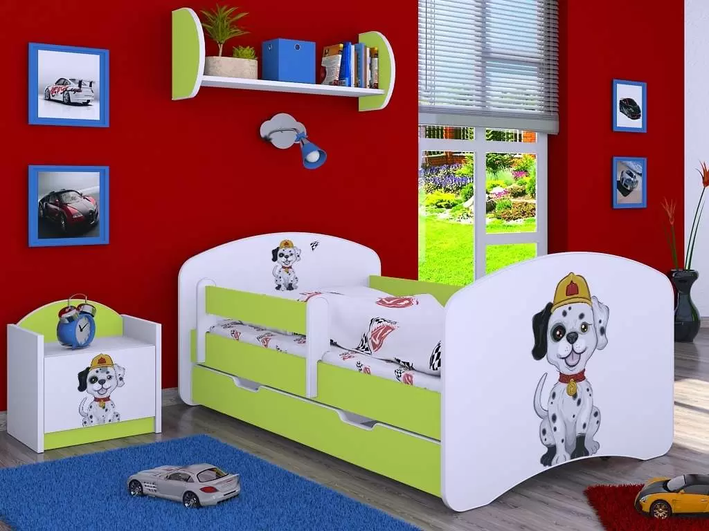 Noptieră Happy Babies Happy SZN02 Fire Dog, alb/verde pastel