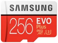 Card de memorie flash Samsung EVO Plus 100 Mb/s microSDXC UHS-I U3 + SD adapter, 256GB