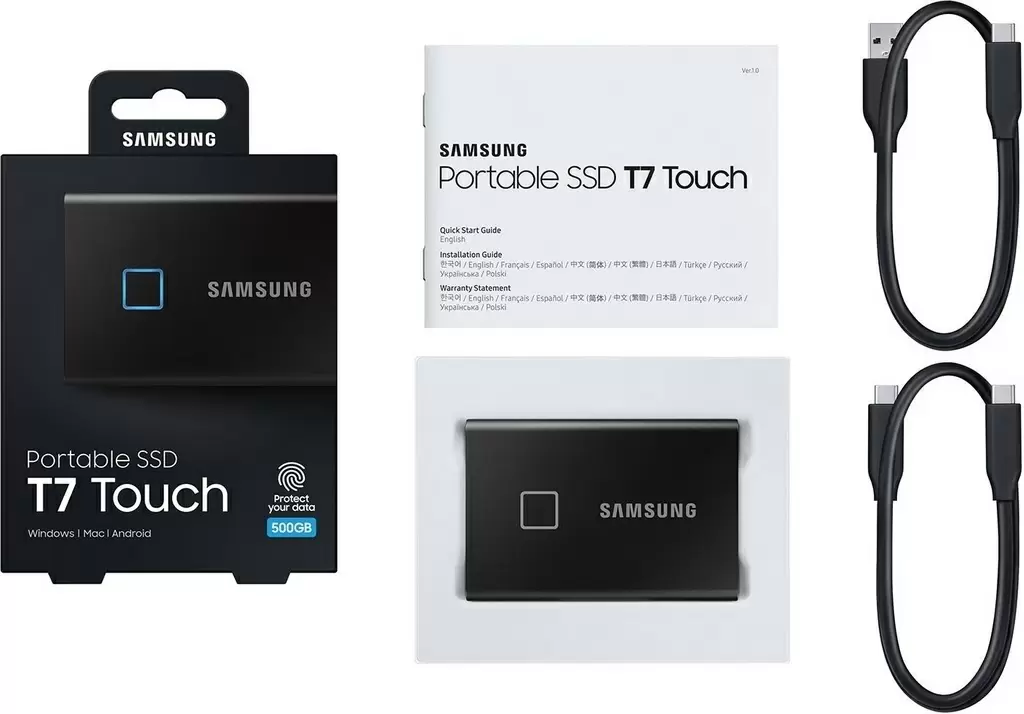 Disc rigid SSD extern Samsung T7 TOUCH 500GB, negru