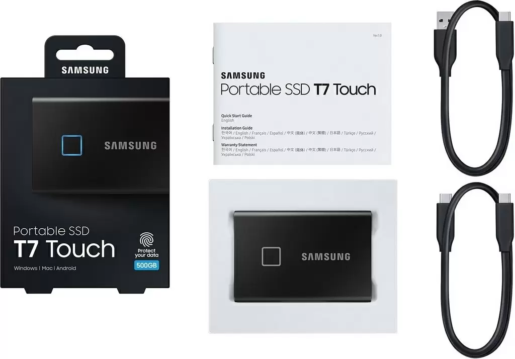 Внешний SSD Samsung T7 TOUCH 500GB, черный