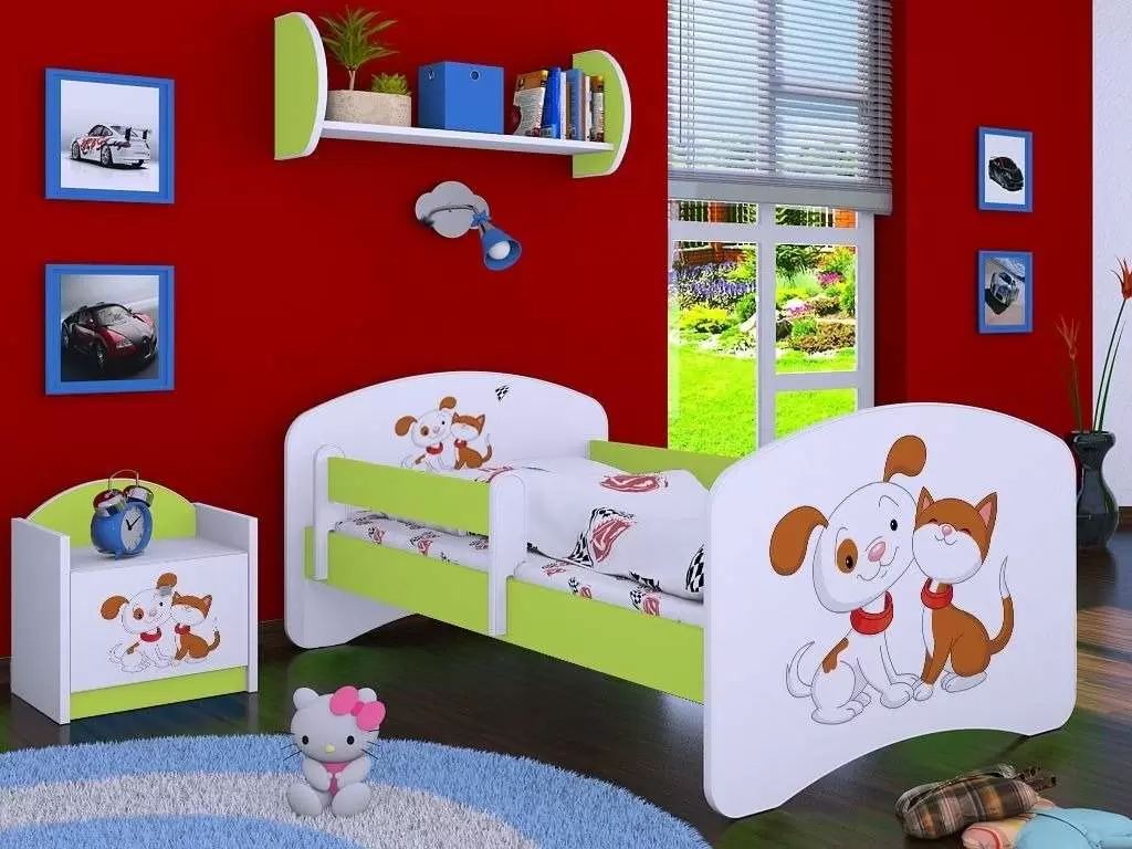 Тумба прикроватная Happy Babies Happy SZN02 Dog and Cat, белый/пастельно-зеленый