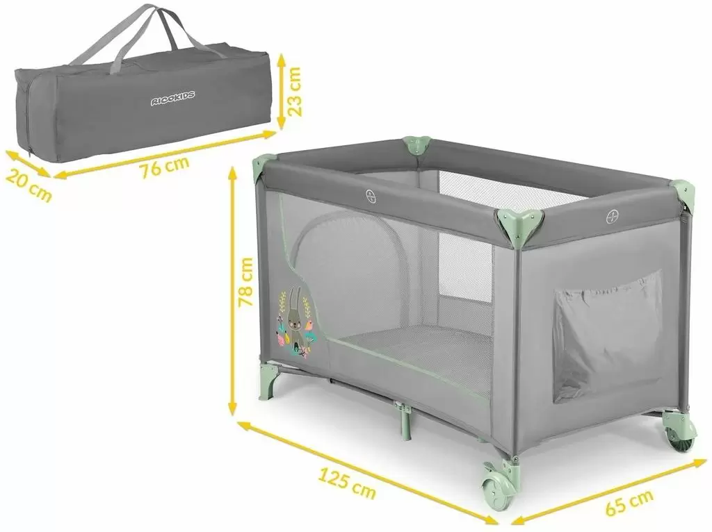 Манеж Ricokids RK-240, серый/мятный