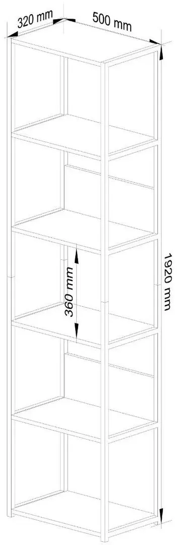 Стеллаж Akord Loft 50 6P, черный/дуб крафт