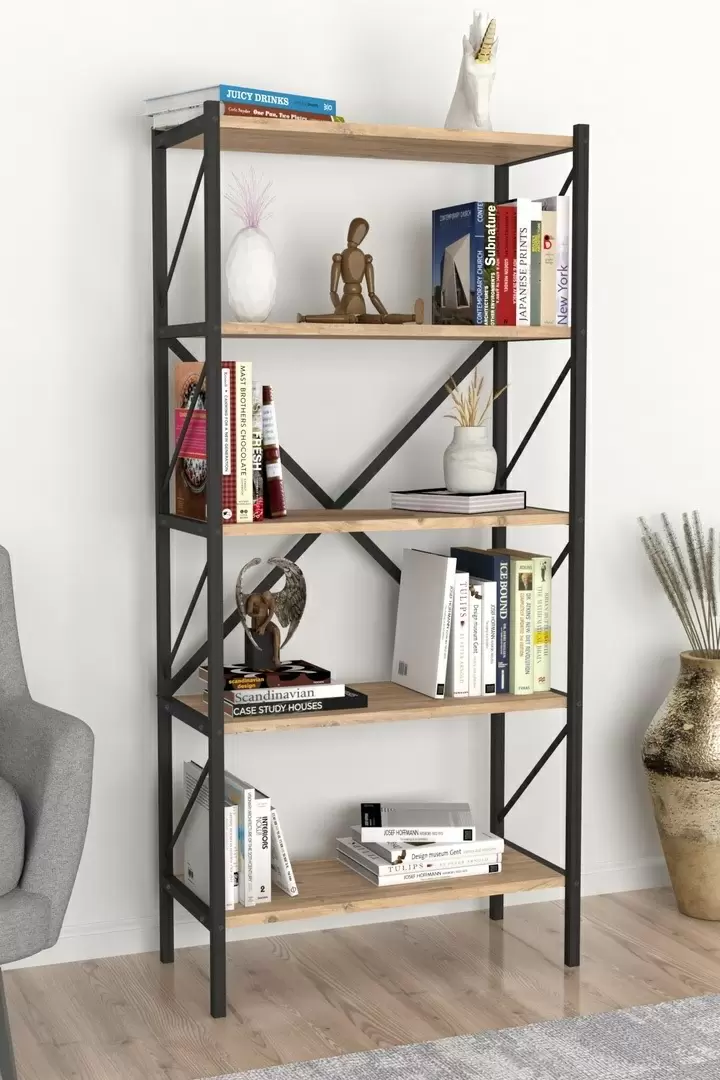 Etajeră Fabulous Shelves Metal 5 sectiuni, pin/negru