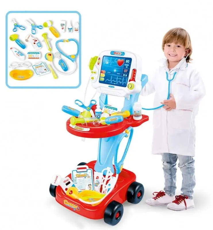 Игровой набор Woopie Little Doctor's Trolley 28743, красный/синий