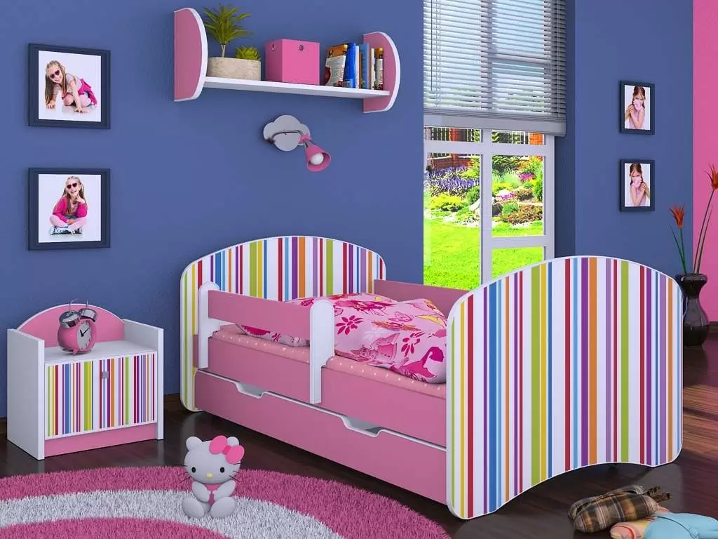 Noptieră Happy Babies Happy SZN02 Colored Lines, alb/color/roz