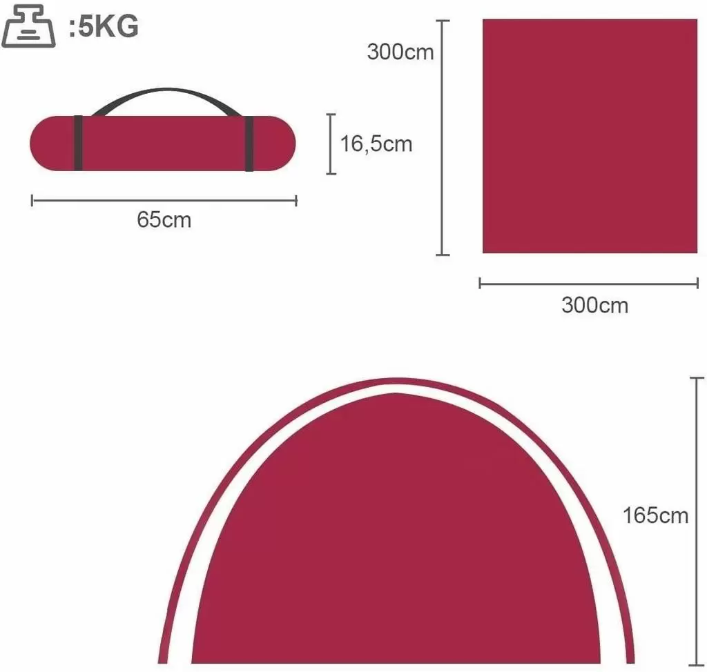 Палатка Costway OP3463, красный/серый