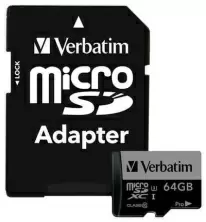 Карта памяти Verbatim microSDXC Class10 U3 UHS-I V30 + SD Adapter, 64ГБ