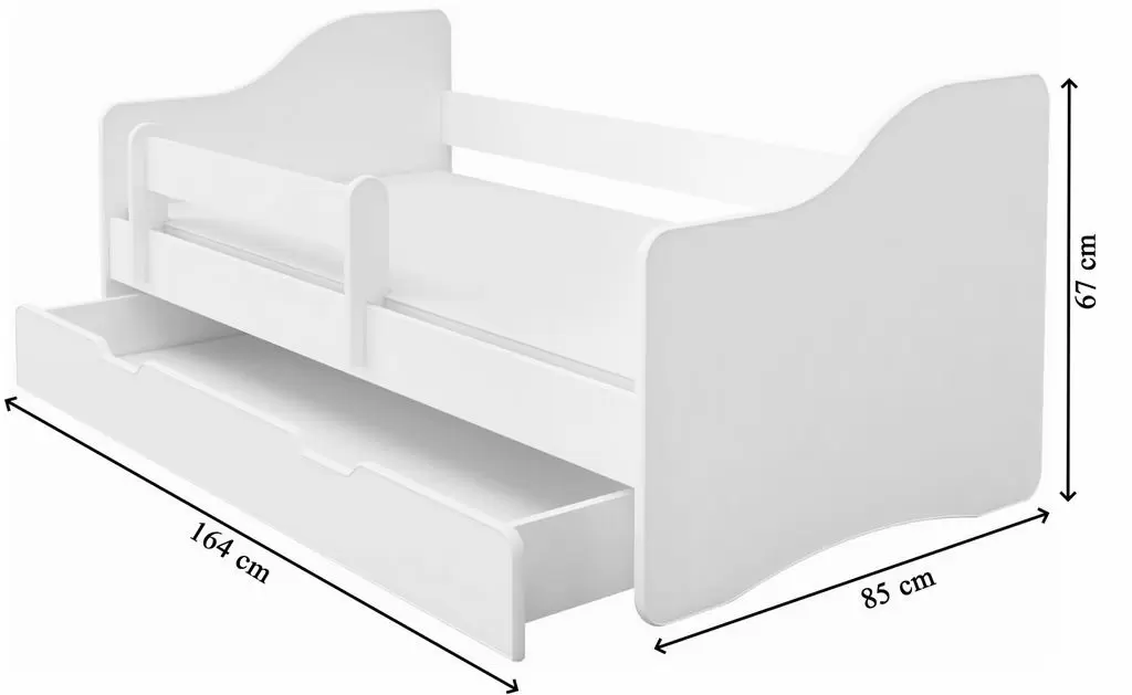 Детская кровать ACMA Meble Acma III Happy 80x160см бортик/ящик/матрас 7см, белый/розовый