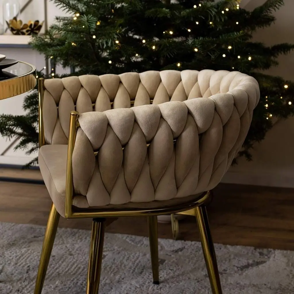 Scaun Mebel Elite Rubi, cremă/auriu