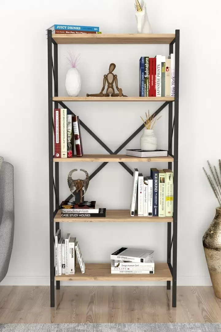 Стеллаж Fabulous Shelves Metal 5 секции, сосна/черный