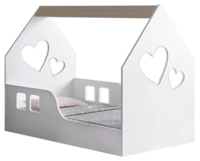 Детская кровать Happy Babies House Heart L01 70x140см, белый/светлая груша