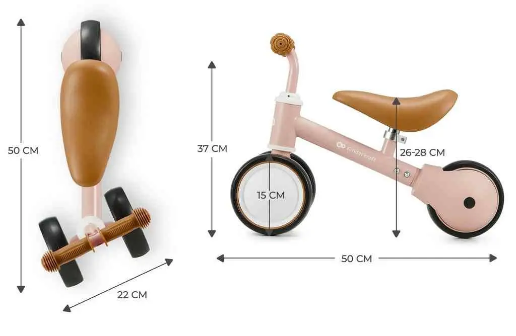Bicicletă fără pedale KinderKraft Cutie, roz