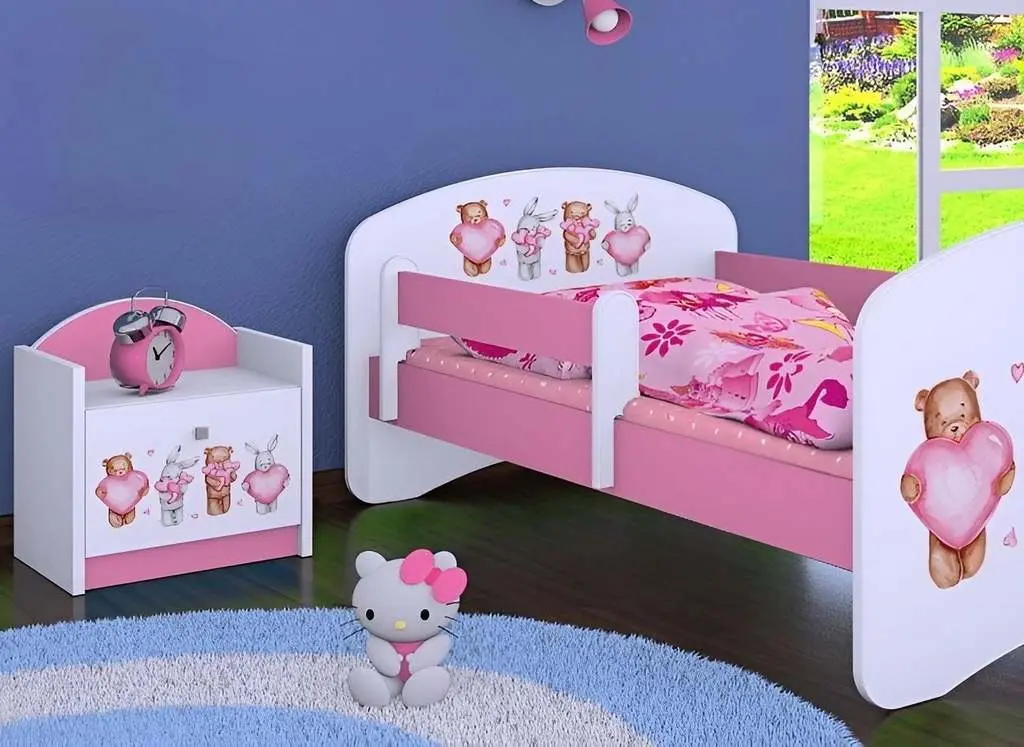 Noptieră Happy Babies Happy Animals with Hearts, alb/roz pe tehnoparc.md Noptieră Happy Babies Happy Animals with Hearts, alb/roz